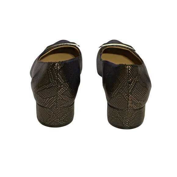 Naturalizer Feather Pointed-Toe Pumps Black Metallic Snake Print Metal Size 9 - Picture 4 of 7